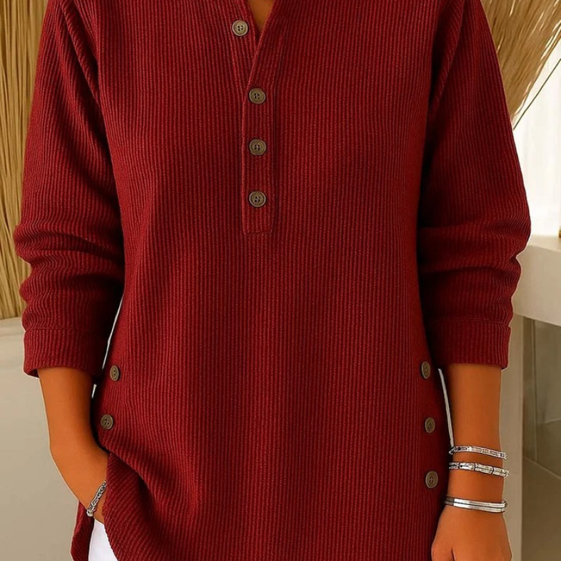 Susan - Henley Button Down Tunic — view 3