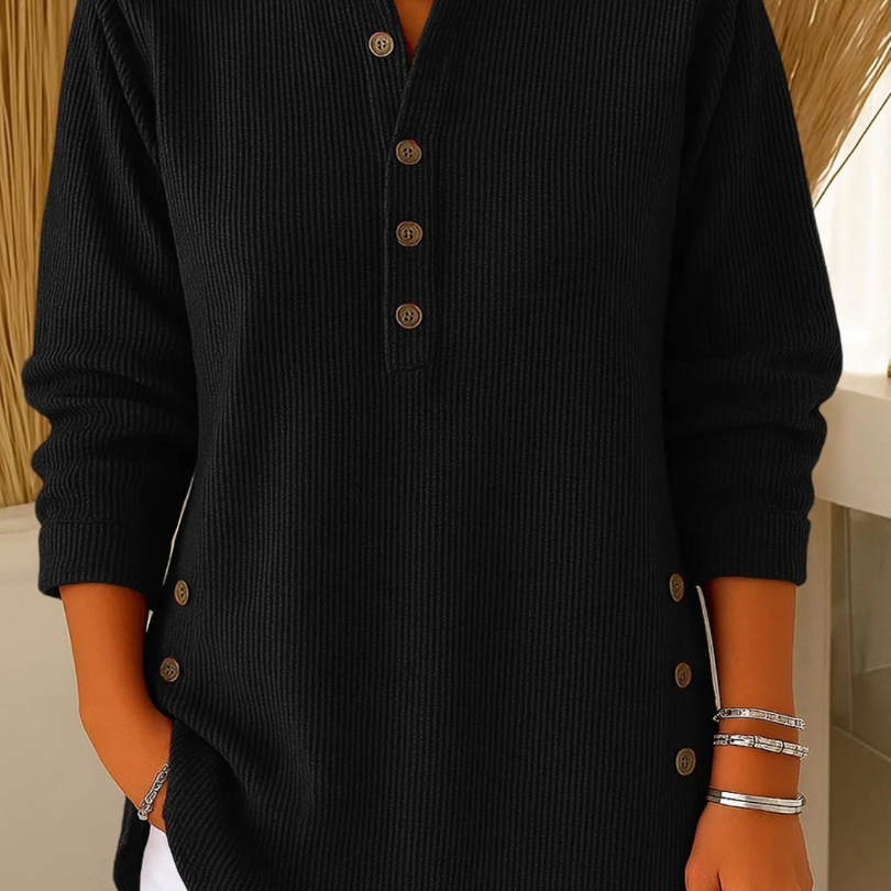 Susan - Henley Button Down Tunic — view 6