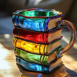 colourful mug with book design — view 1