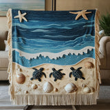 Woven blanket - Waves and shells — view 1