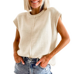 Tabitha - casual, minimalist, sleeveless top with a scoop neck — view 3