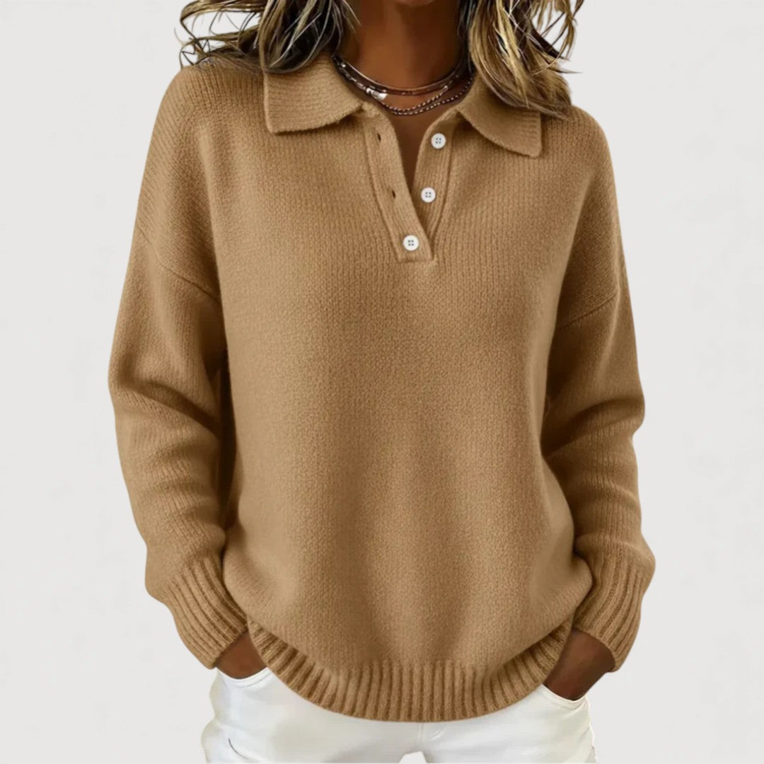 Tara - cosy knitted sweater with a collar — view 2