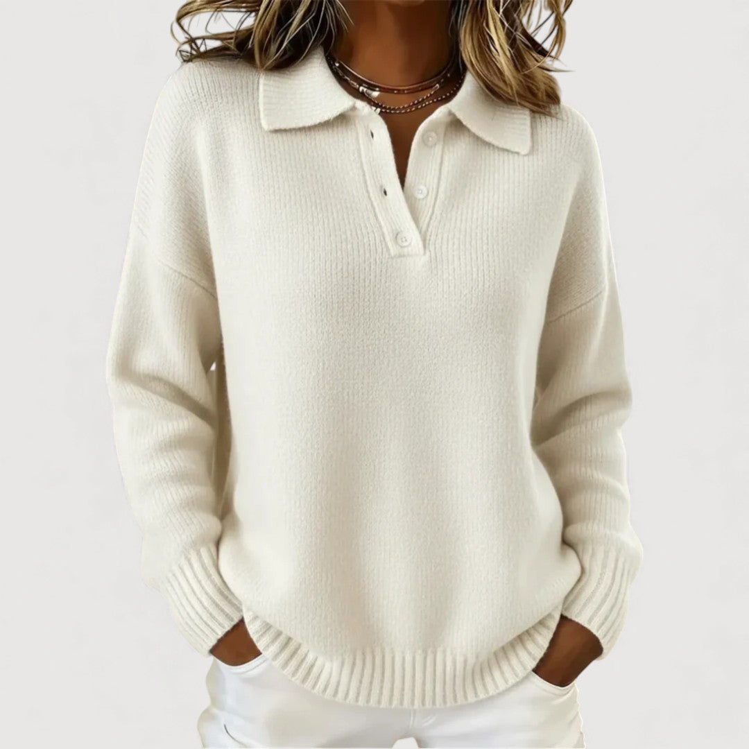 Tara - cosy knitted sweater with a collar — view 3
