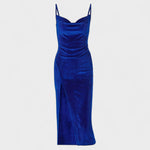 Taylor - velvet dress with slit — view 5