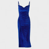 Taylor - velvet dress with slit — view 5