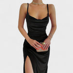 Taylor - velvet dress with slit — view 8