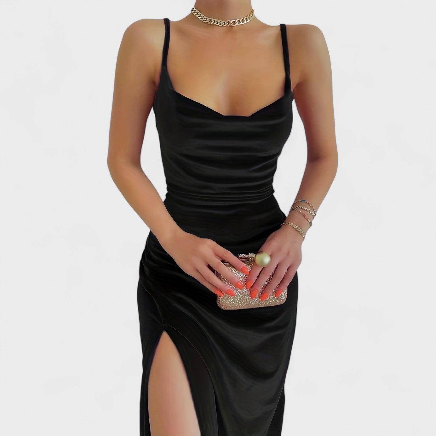 Taylor - velvet dress with slit — view 8