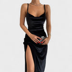 Taylor - velvet dress with slit — view 9