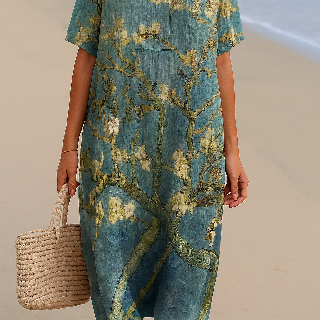 Tracy - floral dress in aqua green — view 2