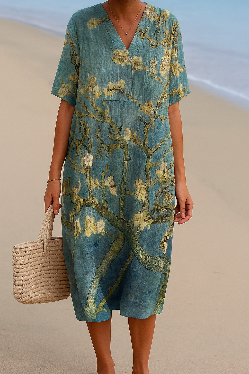Tracy - floral dress in aqua green — view 2