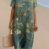 Tracy - floral dress in aqua green — view 2
