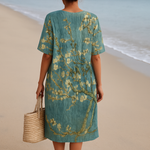 Tracy - floral dress in aqua green — view 3
