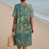 Tracy - floral dress in aqua green — view 3