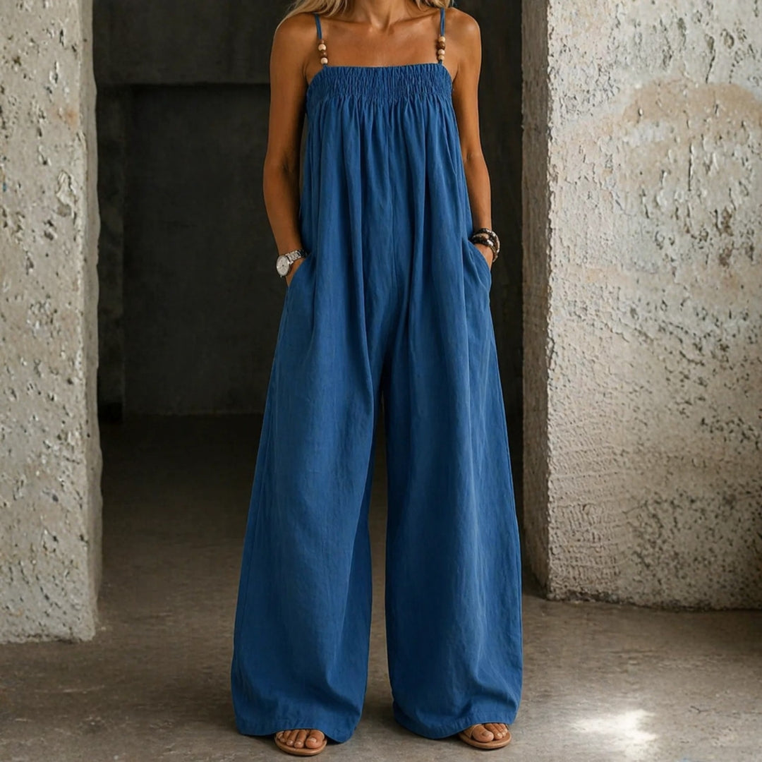Valentina - denim wide leg jumpsuit — view 1