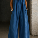 Valentina - denim wide leg jumpsuit — view 2
