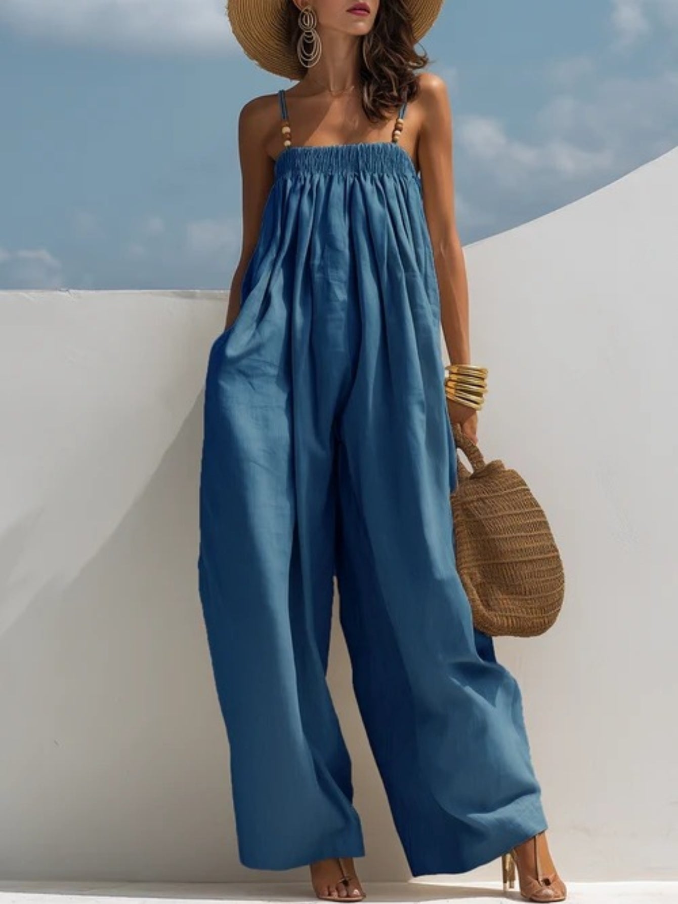 Valentina - denim wide leg jumpsuit — view 3