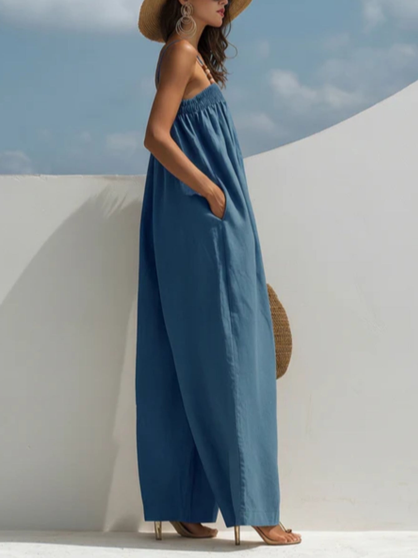 Valentina - denim wide leg jumpsuit — view 4