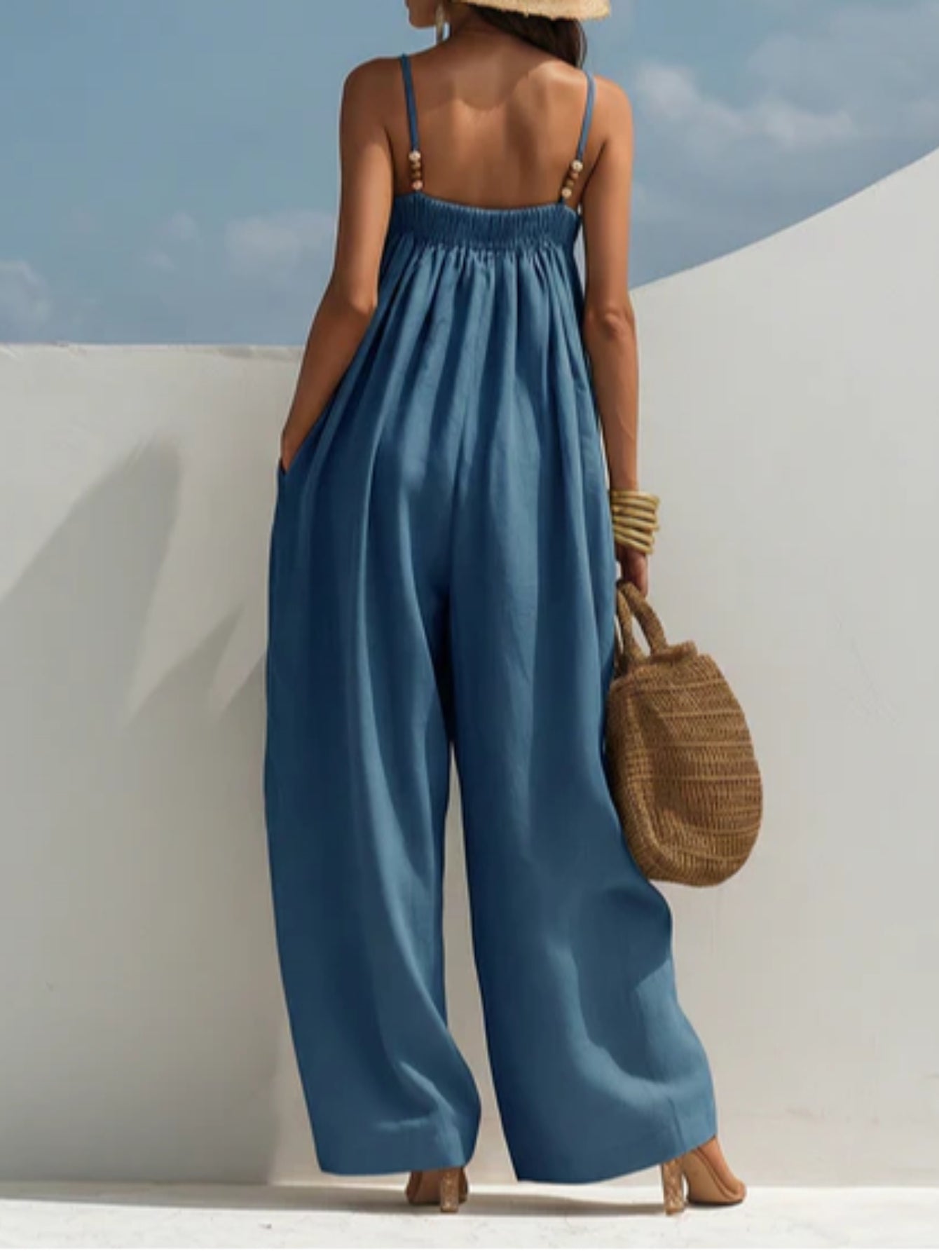 Valentina - denim wide leg jumpsuit — view 5