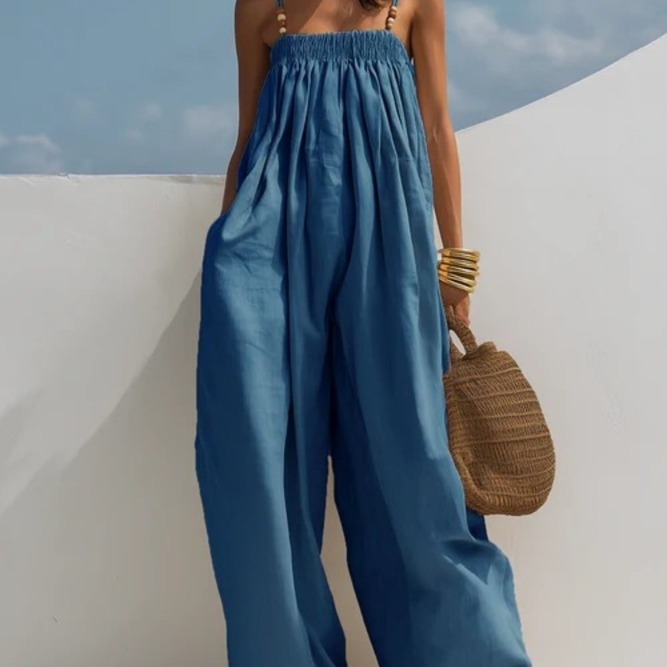 Valentina - denim wide leg jumpsuit — view 7