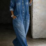Valerie - off-the-shoulder denim overalls — view 3
