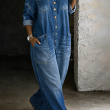 Valerie - off-the-shoulder denim overalls — view 3