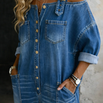 Valerie - off-the-shoulder denim overalls — view 4
