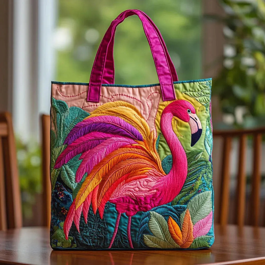 Melody - quilted bag, rainbow flamingo — view 1