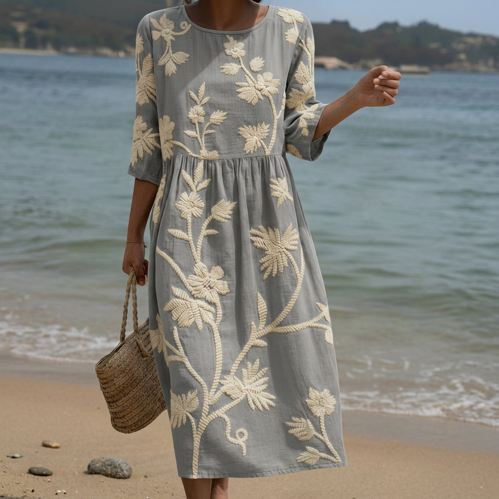 Vanessa - midi dress with plant and flower print — view 1