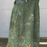 Linen skirt with pockets, forest animal pattern — view 2