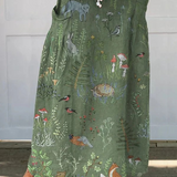 Linen skirt with pockets, forest animal pattern — view 2