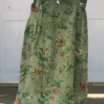 Linen skirt with pockets and retro artistic pattern — view 2