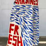 Canvas skirt with pockets, retro sardine pattern — view 2