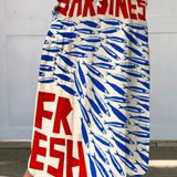Canvas skirt with pockets, retro sardine pattern — view 2