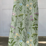Linen skirt with pockets, spring field pattern — view 2