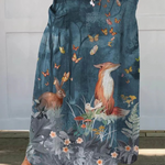 Linen skirt with pockets, flower and animal print — view 2