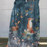 Linen skirt with pockets, flower and animal print — view 2