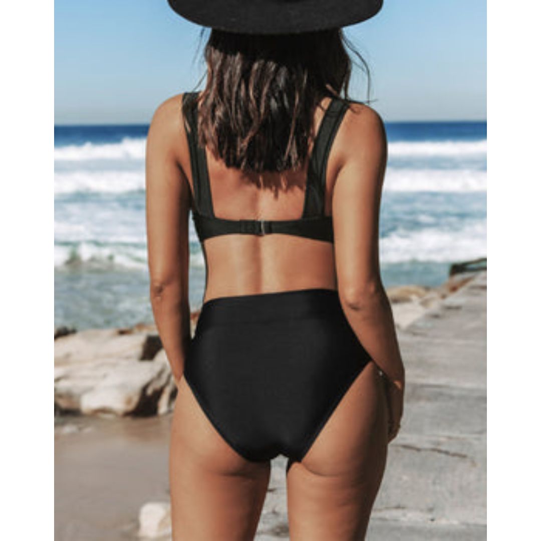 Veronica - High Waist Solid Colour Swimsuit — view 4