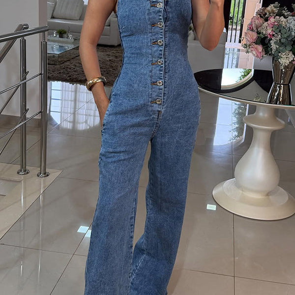 Violet - denim overalls — view 3