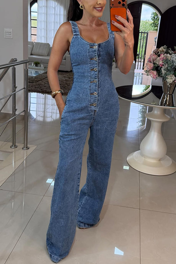 Violet - denim overalls — view 3