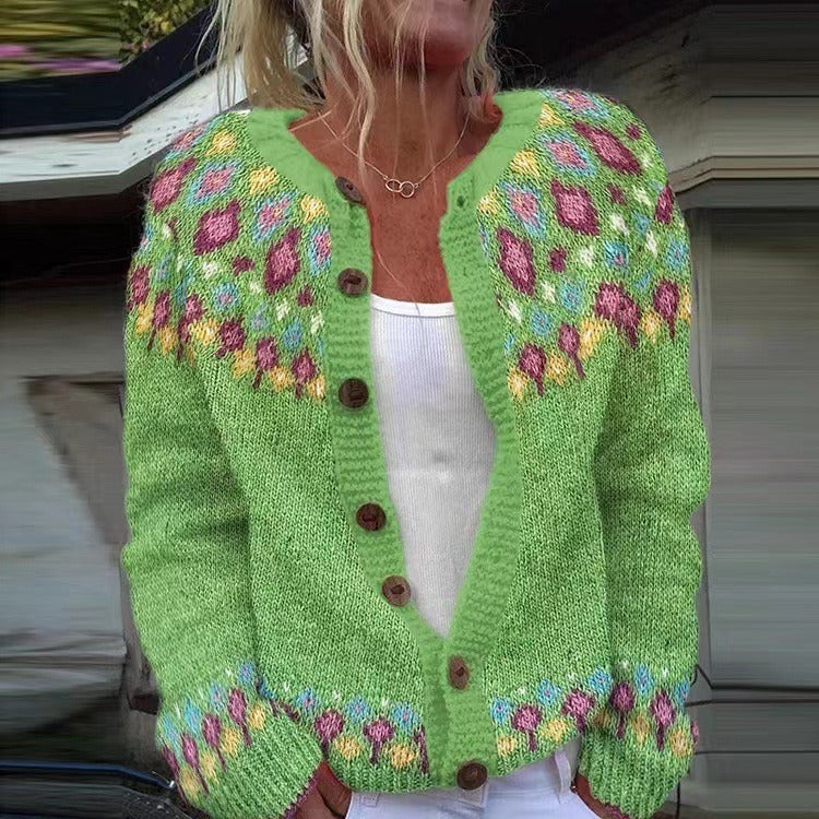Violet - retro Icelandic cardigan — view 2