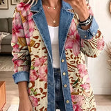 Violet - retro floral leopard print coat — view 1