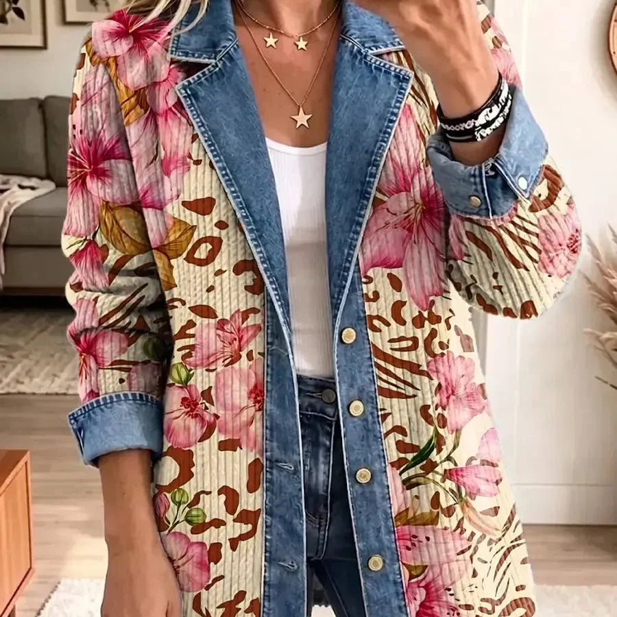 Violet - retro floral leopard print coat — view 1