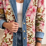 Violet - retro floral leopard print coat — view 3