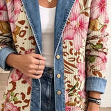 Violet - retro floral leopard print coat — view 3