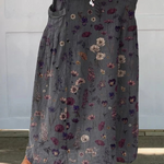 Floral patterned linen skirt with pockets — view 2