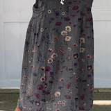 Floral patterned linen skirt with pockets — view 2