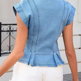 Willa - V-Neck Denim Top — view 7