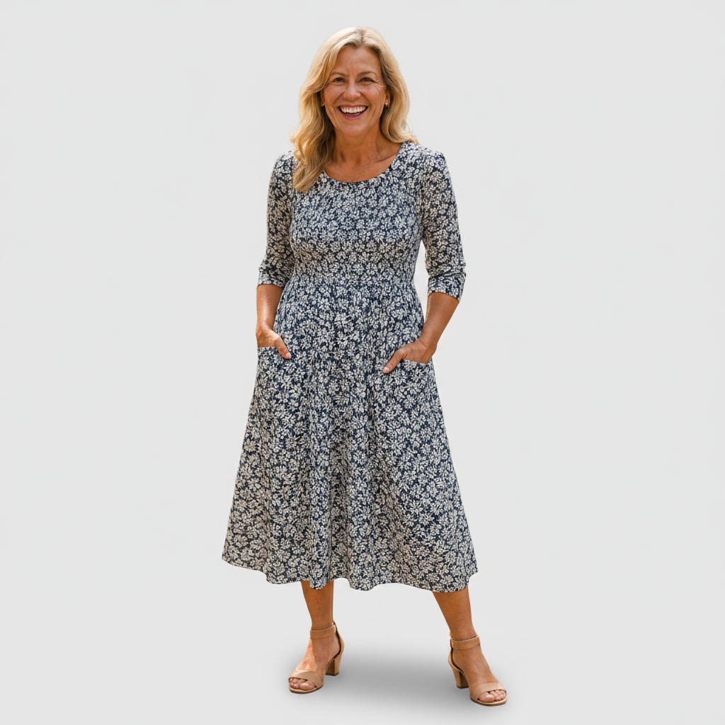 Zoe - Navy Midi Dress — view 1