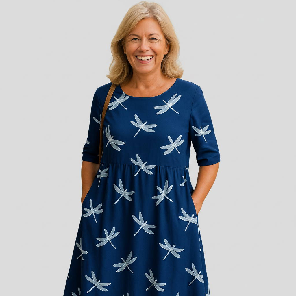 Zoe - Navy Midi Dress — view 2