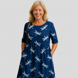 Zoe - Navy Midi Dress — view 2